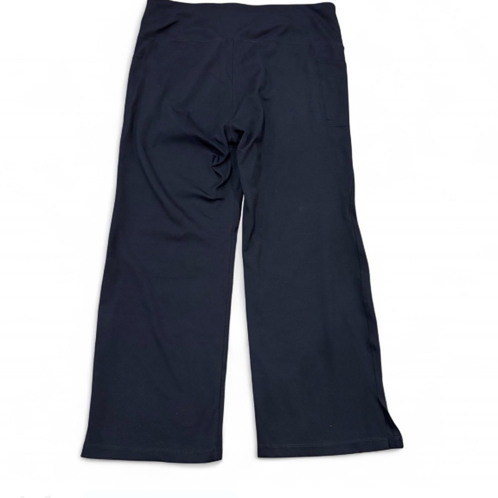 Jockey Navy Wide Leg Crop Track Pants Large High Rise Lounge Yoga